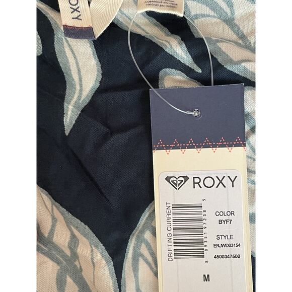 Roxy Wrap Dress Size M Mini Tropical Floral Beach Sundress Vacation Effortless - Picture 5 of 6
